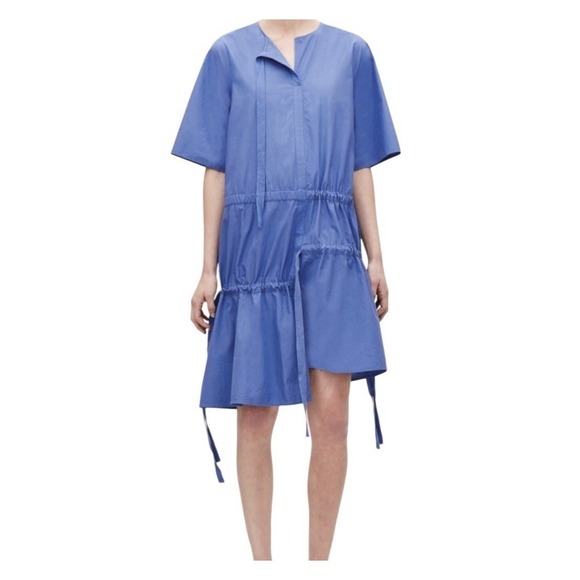 COS Dresses & Skirts - COS Dress Womens Size 8 Blue Short Sleeve Oversized Cocktail Formal Midi